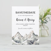 Rustikaler Minimalistischer Kraft-Berg Save the Da Einladung (Stehend Vorderseite)