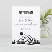 Rustikaler Minimalistischer Kraft-Berg Save the Da Einladung (Stehend Vorderseite)