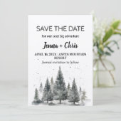 Rustikaler Minimalistischer Winterberg Save the Da Einladung (Stehend Vorderseite)
