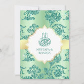 Rustikaler Mint Green Glitzer Filigree muslimische Einladung (Vorderseite)