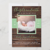 Rustikaler Minze | FOTO BAPTISM Einladen Elegantes Einladung (Vorderseite)