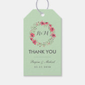 Rustikaler Minzgrün-Blumenkranz - Hochzeitsgeschen Geschenkanhänger (Vorderseite)