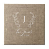 Rustikaler mit Monogramm Familienname Fliese (Vorderseite)