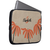 Rustikaler Mit Monogramm Name Orange Black Tan Laptopschutzhülle (Vorne Rechts)