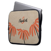 Rustikaler Mit Monogramm Name Orange Black Tan Laptopschutzhülle (Vorderseite Links)