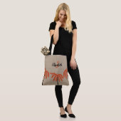 Rustikaler Mit Monogramm Name Orange Black Tan Tasche (Am Model)