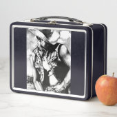 Rustikaler Mit Monogramm Western Cowboy Zeichnend  Metall Brotdose (Beispiel)