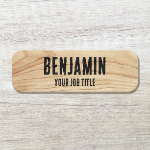 Rustikaler Mitarbeiter von Woodgrain Black Company Namensschild