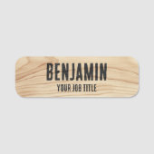 Rustikaler Mitarbeiter von Woodgrain Black Company Namensschild (Vorderseite)