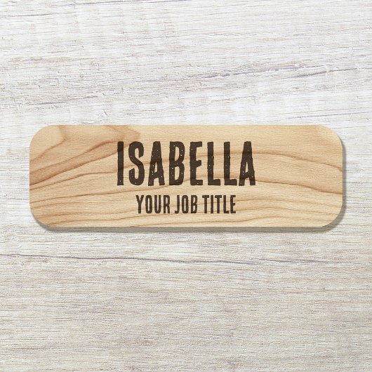Rustikaler Mitarbeiter Woodgrain Brown Mitarbeiter Namensschild