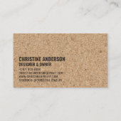 Rustikaler, moderner brauner Kork handgemachter, s Visitenkarte (Rückseite)