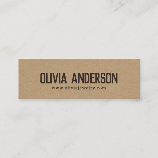 Rustikaler, moderner, brauner Kraftpapierschmuck Mini Visitenkarte (Vorderseite)