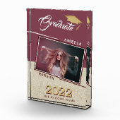 Rustikaler moderner Burgund-Graduate-Abschluss Fotoblock (Rechts)