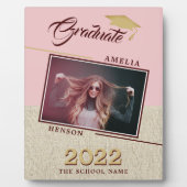 Rustikaler moderner Dusty Pink Grad Foto Abschluss Fotoplatte (Vorderseite)