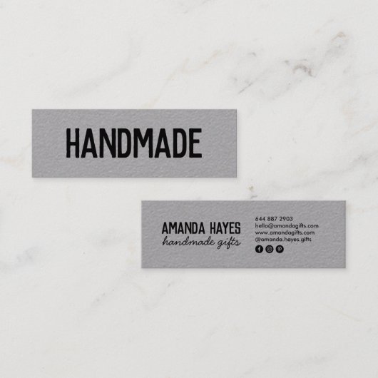 Rustikaler, moderner Graumacher, handgemachte Gesc Mini Visitenkarte (Vorne/Hinten)