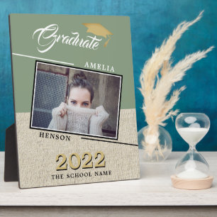 Rustikaler moderner grüner Graduiertenstudio Foto Fotoplatte