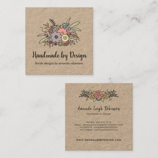 Rustikaler, moderner, handgefertigter Zuhause-Hand Quadratische Visitenkarte (Vorne/Hinten)