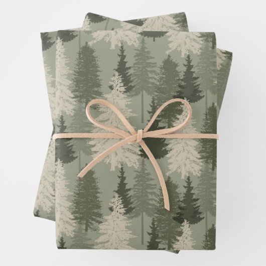 Rustikaler, moderner Pinienwald Geschenkpapier Set (Beispiel)