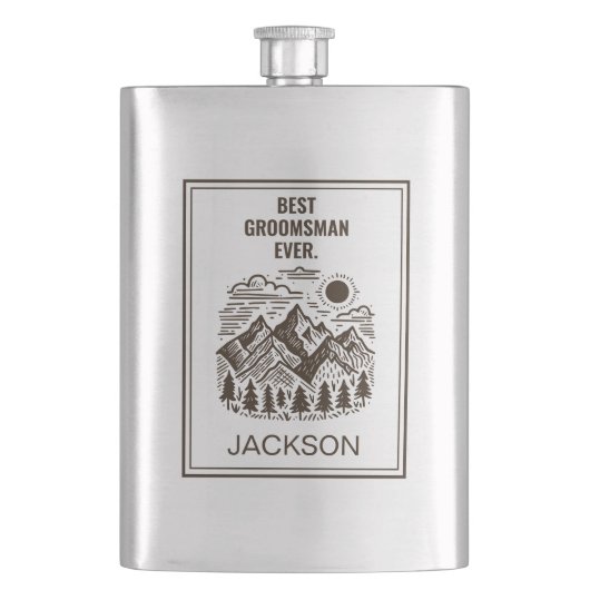 Rustikaler moderner Trauzeuge Flachmann (Vorderseite)