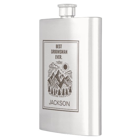 Rustikaler moderner Trauzeuge Flachmann (Links)