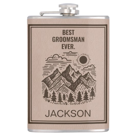 Rustikaler moderner Trauzeuge Flachmann (Vorderseite)