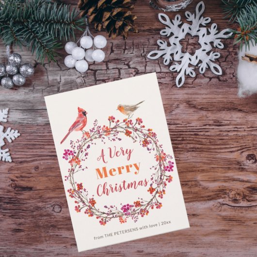 Rustikaler, moderner Weihnachtskranz Feiertagskarte