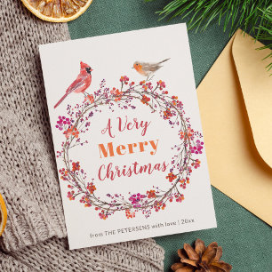 Rustikaler, moderner Weihnachtskranz Feiertagskarte