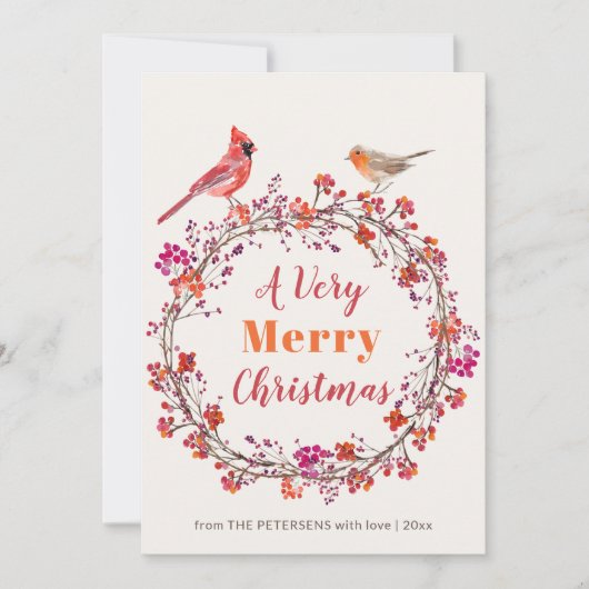 Rustikaler, moderner Weihnachtskranz Feiertagskarte (Vorderseite)