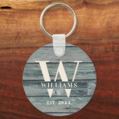 Rustikaler Monogram Driftwood-Familienname Schlüsselanhänger (Vorderseite)