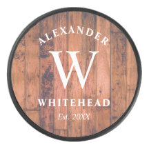 Rustikaler Monogram Hockey Puck