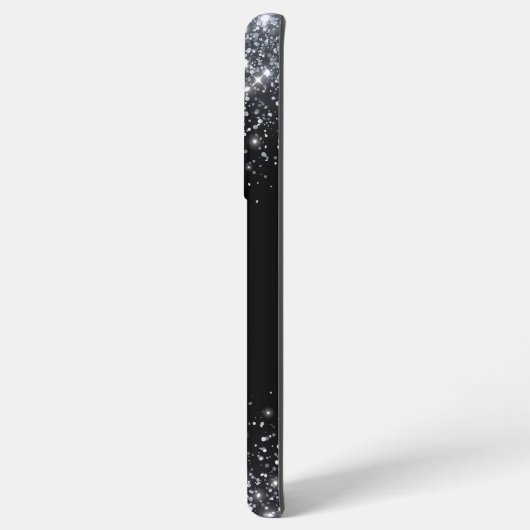 Rustikaler Monogramm Glitzer schwarz und silber Samsung Galaxy Hülle (Linke Seite)