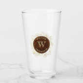 Rustikaler Monogramm-Trauzeuge Glas (Vorderseite)