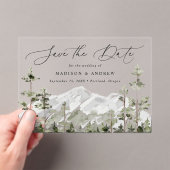 Rustikaler Mount Evergreen Forest Save the Date Acryleinladungen (Insitu (Handheld))