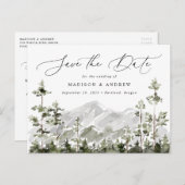 Rustikaler Mount Evergreen Forest Save the Date Ankündigungspostkarte (Vorne/Hinten)