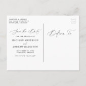 Rustikaler Mount Evergreen Forest Save the Date Ankündigungspostkarte (Rückseite)