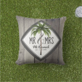 Rustikaler Mr. und Mrs. Grey Monogram Palm Tree ne Kissen (Golfball-Marker)