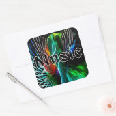 Rustikaler Musik Quadratischer Aufkleber (Umschlag)