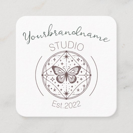 Rustikaler mystischer Schmetterling Zeichne schön Quadratische Visitenkarte (Vorderseite)