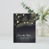 Rustikaler Nachtbaum & Mason Jar Lights Save the D Ankündigungspostkarte (Stehend Vorderseite)