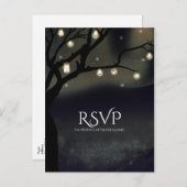Rustikaler Nachtbaum & Mason Jar Lights Wedding RS Einladungspostkarte (Vorne/Hinten)
