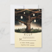 Rustikaler Nachtbaum mit Lichtern & Jars Wedding R RSVP Karte (Vorderseite)
