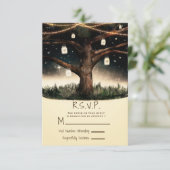 Rustikaler Nachtbaum mit Lichtern & Jars Wedding R RSVP Karte (Stehend Vorderseite)