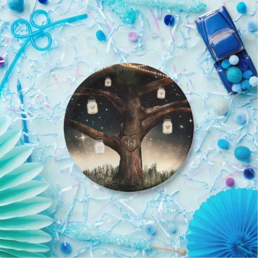 Rustikaler Nachtbaum mit Lichtern & Mason Jars Hoc Pappteller (Party)