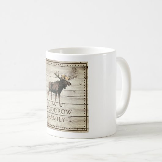 Rustikaler Nagelholz-Walking Elch Kaffeetasse (VorderseiteRechts)