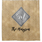 Rustikaler Name Anfangsbezeichnung, Personalisiert Duschvorhang (Vorderseite)