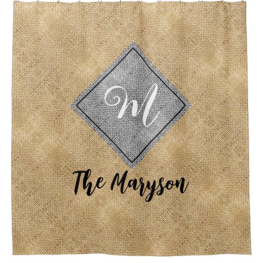 Rustikaler Name Anfangsbezeichnung, Personalisiert Duschvorhang (Vorderseite)