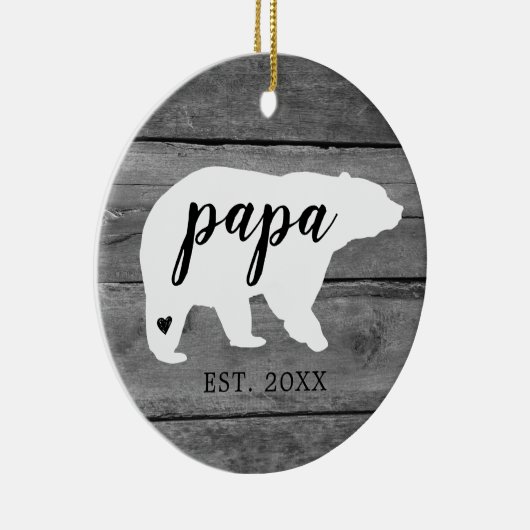 Rustikaler Name Bär Herzgeburt Keramik Ornament (Rechts)