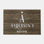 Rustikaler Name der Holzfamilie Begrüßungsmatte Fußmatte (Vorderseite)