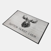 Rustikaler Name der Holzfamilie Elche Fußmatte (Schrägansicht)