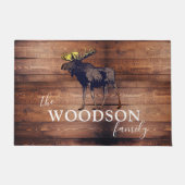 Rustikaler Name der Holzfamilie Walfang Elche Fußmatte (Vorderseite)